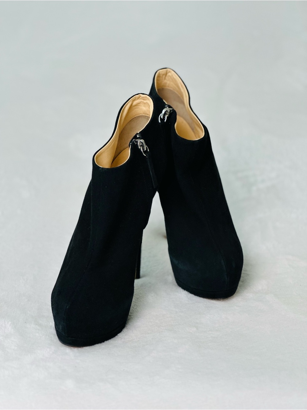 Giuseppe Zanotti Black Suede Platform Stiletto Booties Size 39